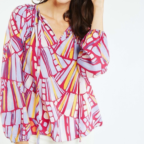 Marieβ Oliver EUC 100% Silk Long Sleeve Blouse Size S - Picture 1 of 8